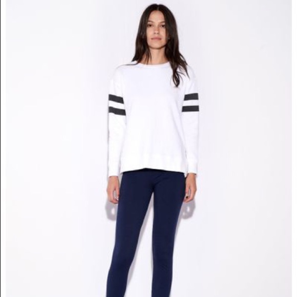 SUNDRY Pullover white stripes double zip